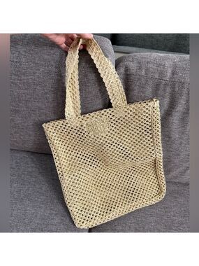 Jean Paul Gaultier Beach Tote Bag Beige Glitter New Authentic